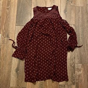 Lucky brand dress cold shoulder peasant style xs